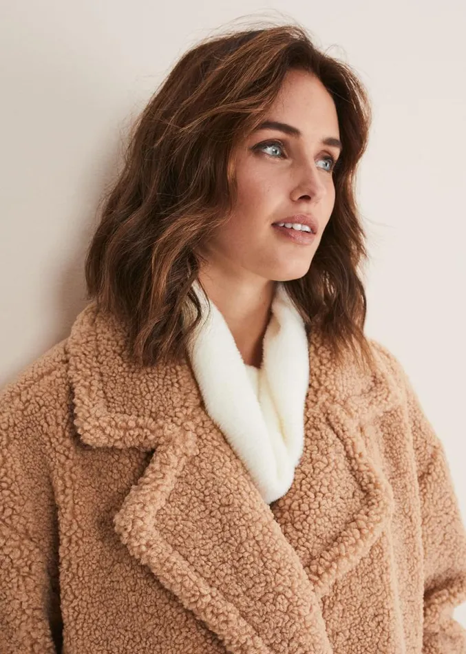 Kelsey Short Teddy Coat Camel Women Phase Eight Coats