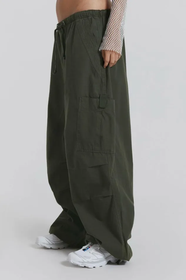 Khaki Parachute Cargo Pants Khaki Women Jaded London Parachute Pants
