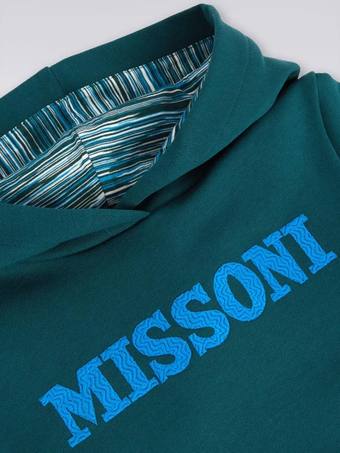 Kids Cotton Hooded Sweatshirt With Logo Green Missoni Clothing Kids Cotton Hooded Sweatshirt With Logo Green Missoni Clothing