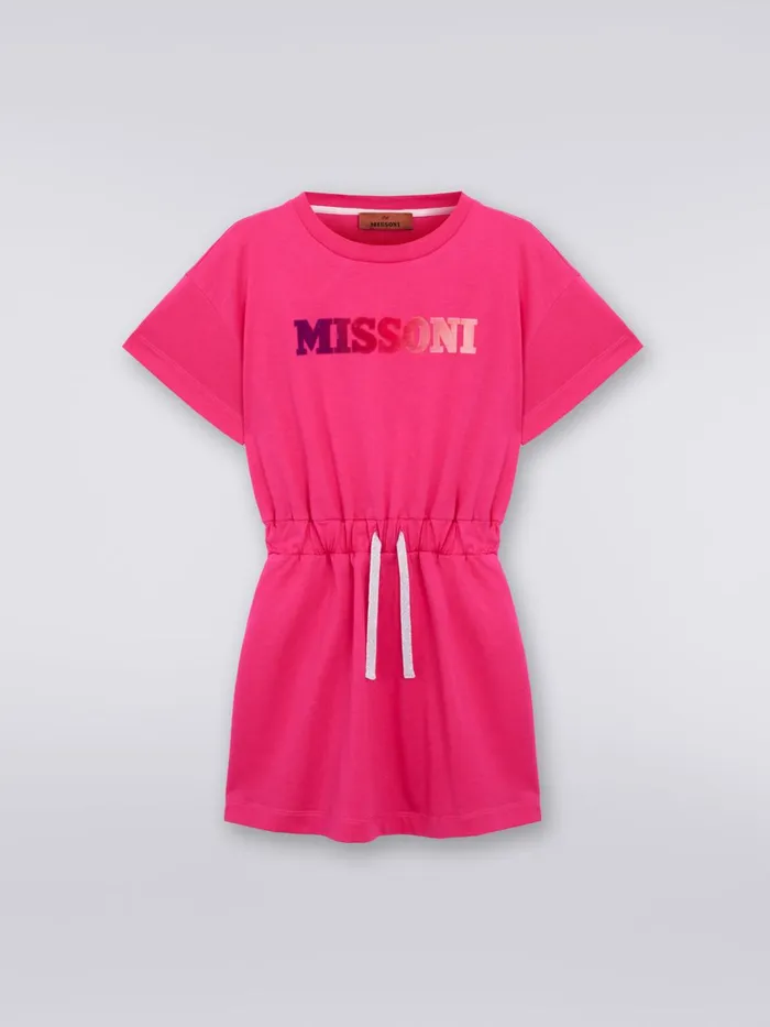 Kids LongSleeved Cotton Dress With Logo Pink Missoni Clothing