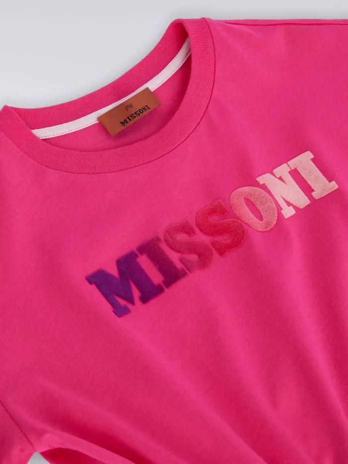 Kids LongSleeved Cotton Dress With Logo Pink Missoni Clothing