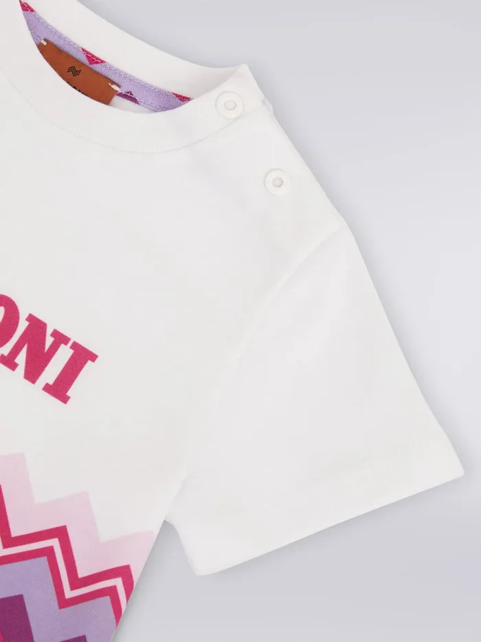 Kids ShortSleeved Cotton TShirt With Zigzag And Logo White Missoni Baby 024 Months Kids ShortSleeved Cotton TShirt With Zigzag And Logo White Missoni Baby 024 Months