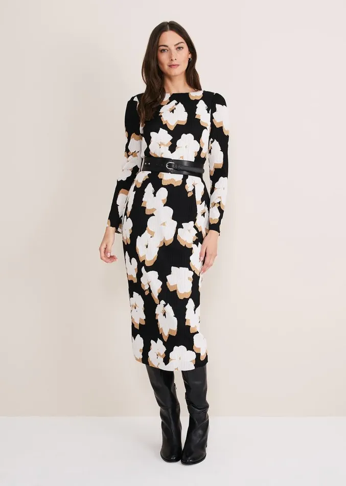 Kinzlee Printed Jersey Dress Blackivory Women Phase Eight Dresses