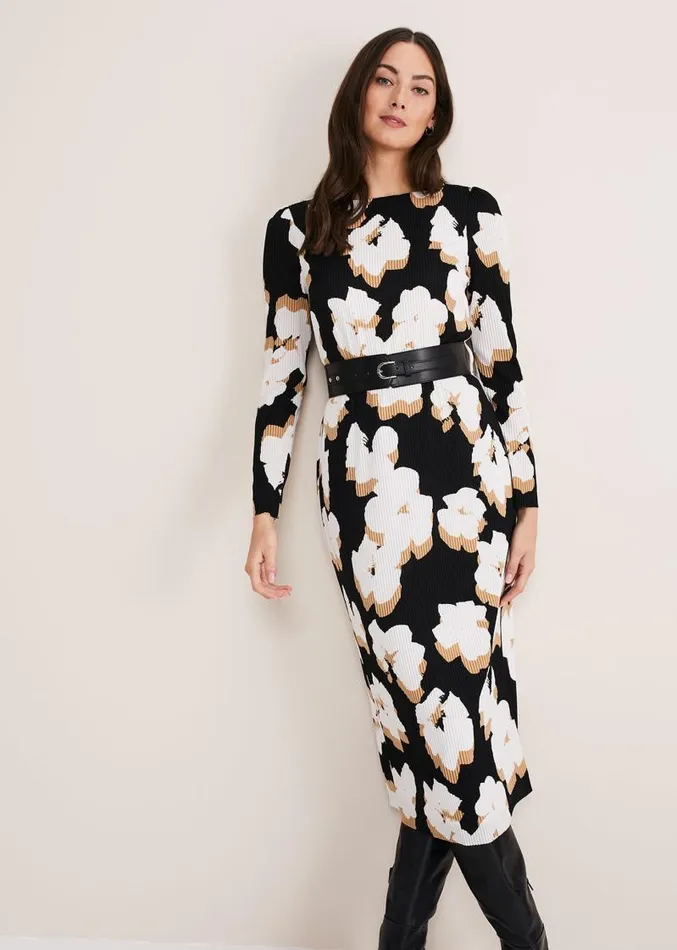 Kinzlee Printed Jersey Dress Blackivory Women Phase Eight Dresses
