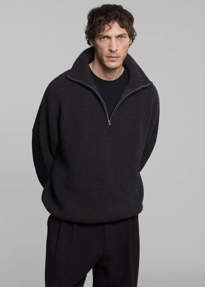 Knitwear Men The Frankie Shop Harrison Quarter Zip Jumper 8211 Dark Plum