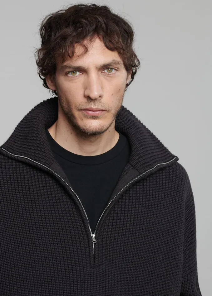 Knitwear Men The Frankie Shop Harrison Quarter Zip Jumper 8211 Dark Plum
