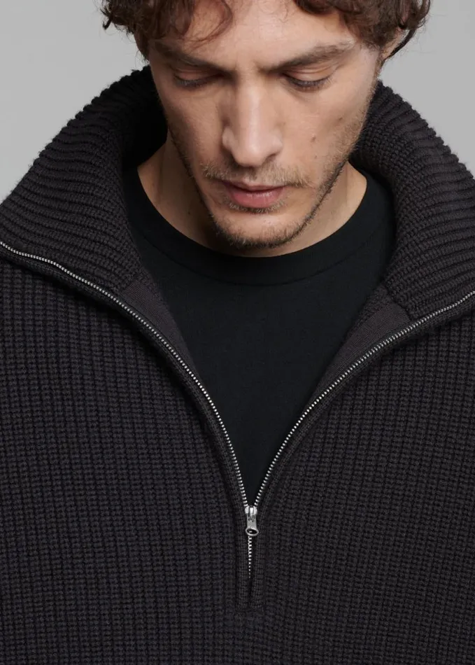 Knitwear Men The Frankie Shop Harrison Quarter Zip Jumper 8211 Dark Plum