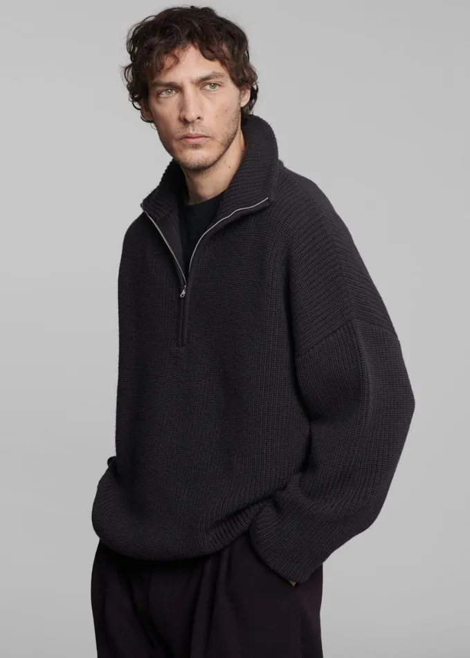 Knitwear Men The Frankie Shop Harrison Quarter Zip Jumper 8211 Dark Plum