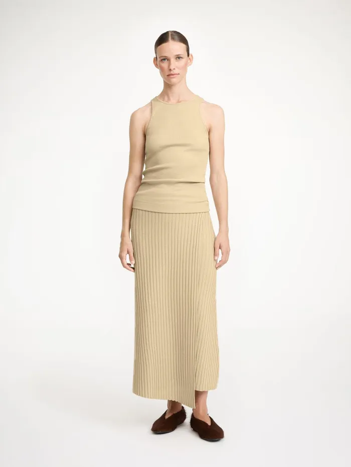 Knitwear Women By Malene Birger Cassila Wool Midi Skirt Old Beige