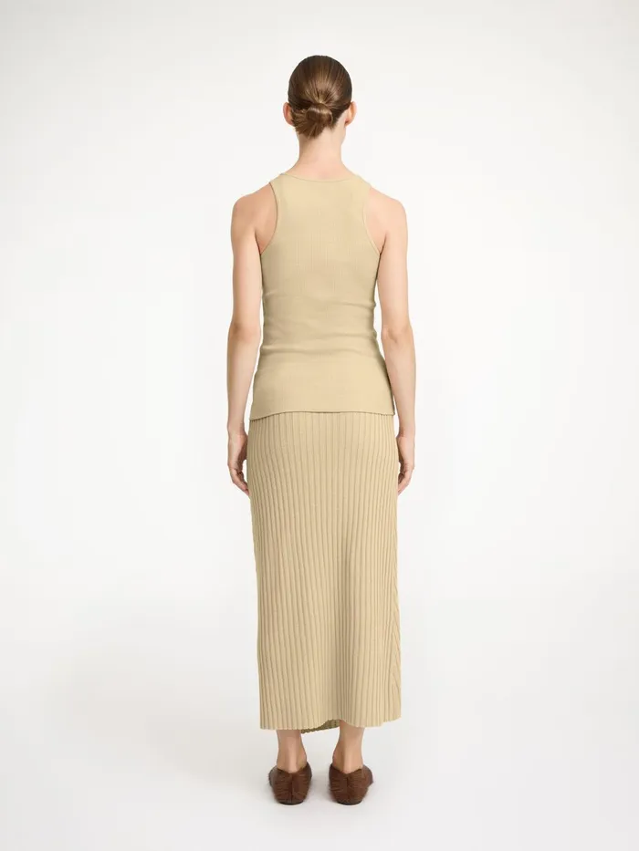 Knitwear Women By Malene Birger Cassila Wool Midi Skirt Old Beige
