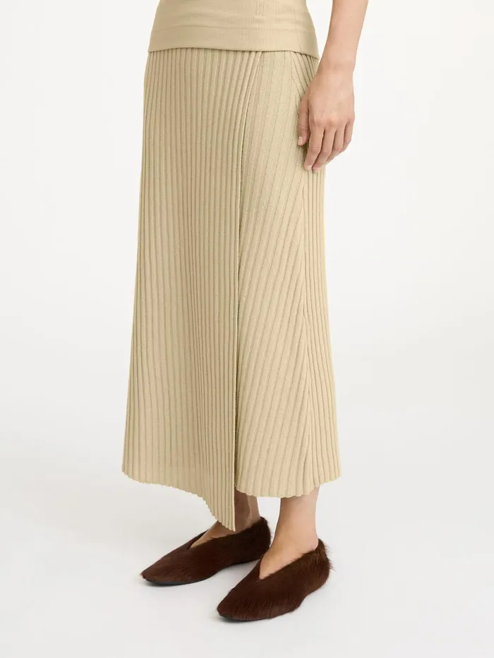 Knitwear Women By Malene Birger Cassila Wool Midi Skirt Old Beige
