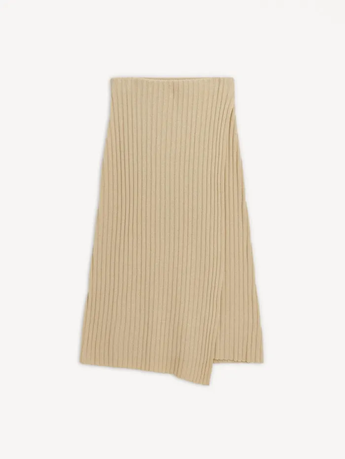 Knitwear Women By Malene Birger Cassila Wool Midi Skirt Old Beige