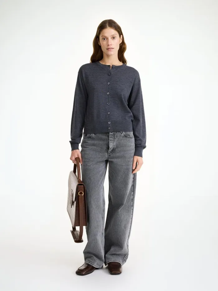 Knitwear Women By Malene Birger Montie Merino Wool Cardigan Jet Grey
