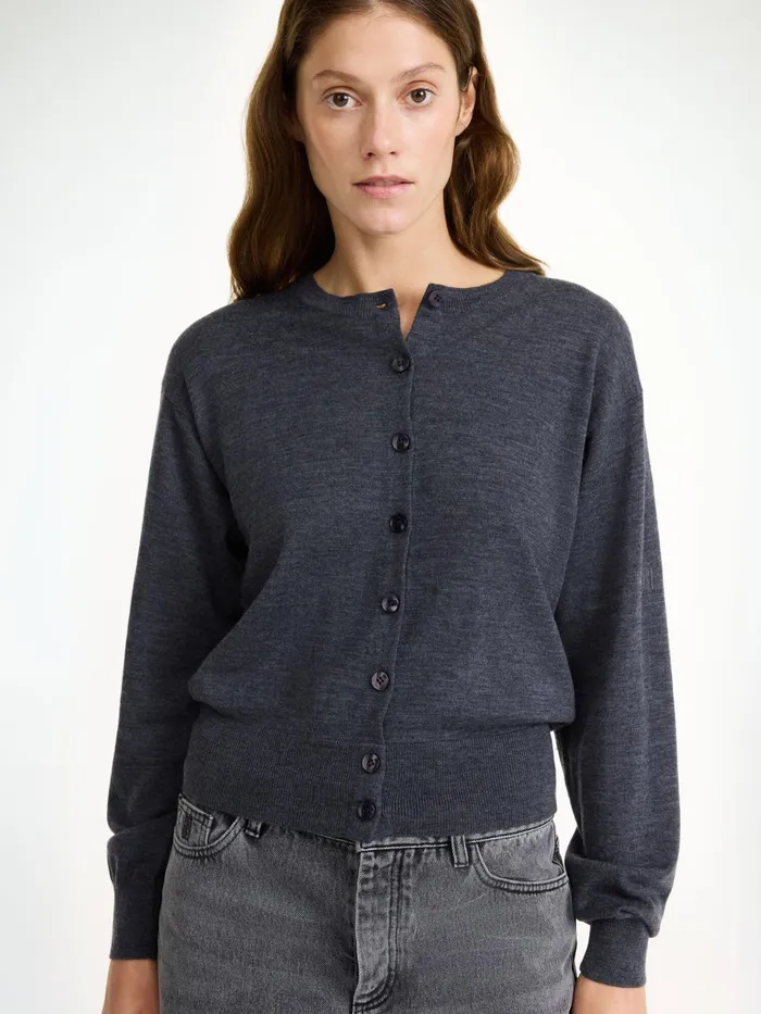 Knitwear Women By Malene Birger Montie Merino Wool Cardigan Jet Grey