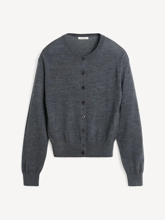 Knitwear Women By Malene Birger Montie Merino Wool Cardigan Jet Grey