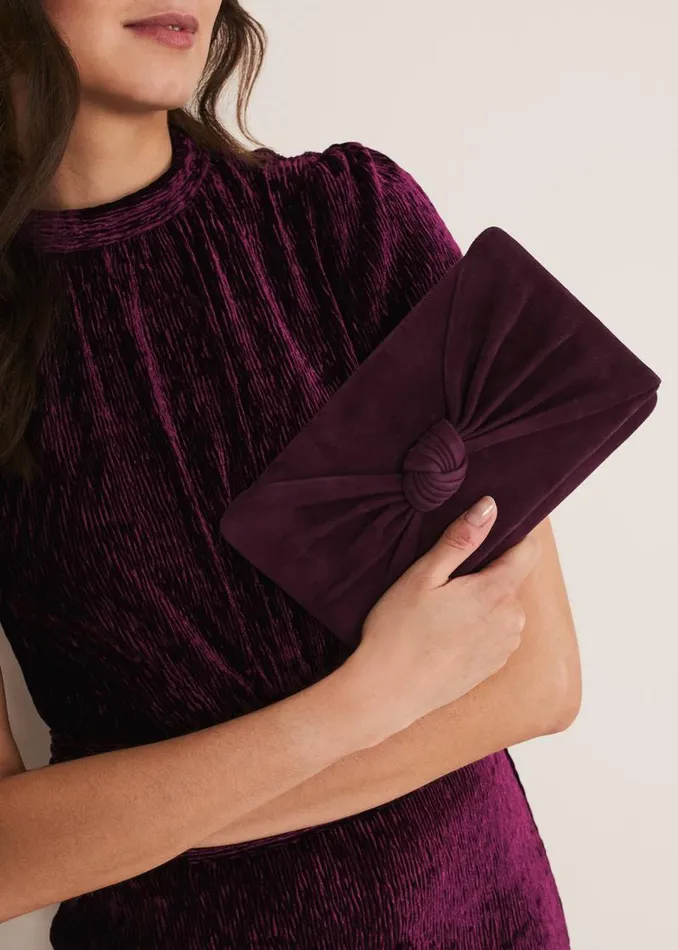 Knot Front Clutch Bag Plum Women Phase Eight Bags and Clutches