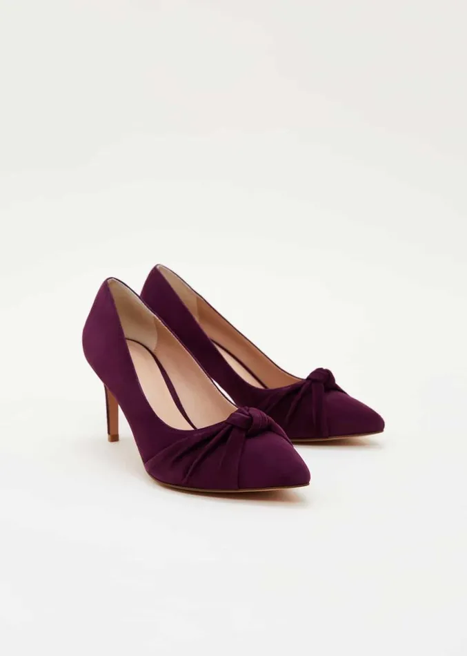 Knot Front Suede Court Shoe Plum Women Phase Eight Occasion Shoes