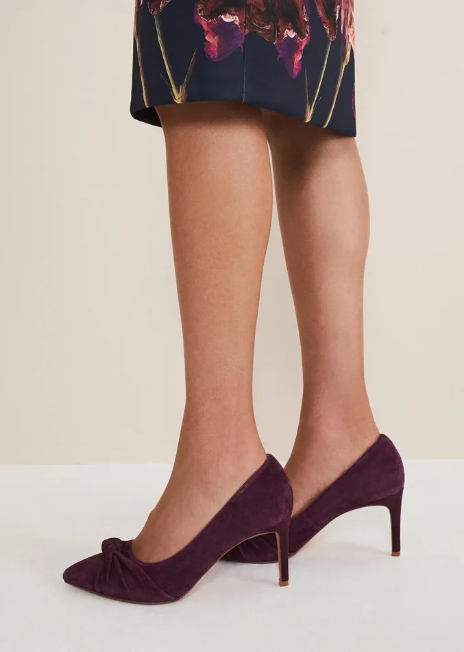 Knot Front Suede Court Shoe Plum Women Phase Eight Occasion Shoes