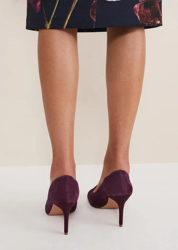 Knot Front Suede Court Shoe Plum Women Phase Eight Occasion Shoes