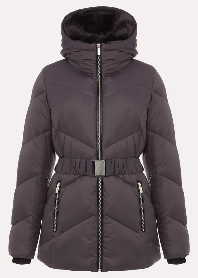 Krissy Short High Shine Puffer Coat Pewter Women Phase Eight Coats