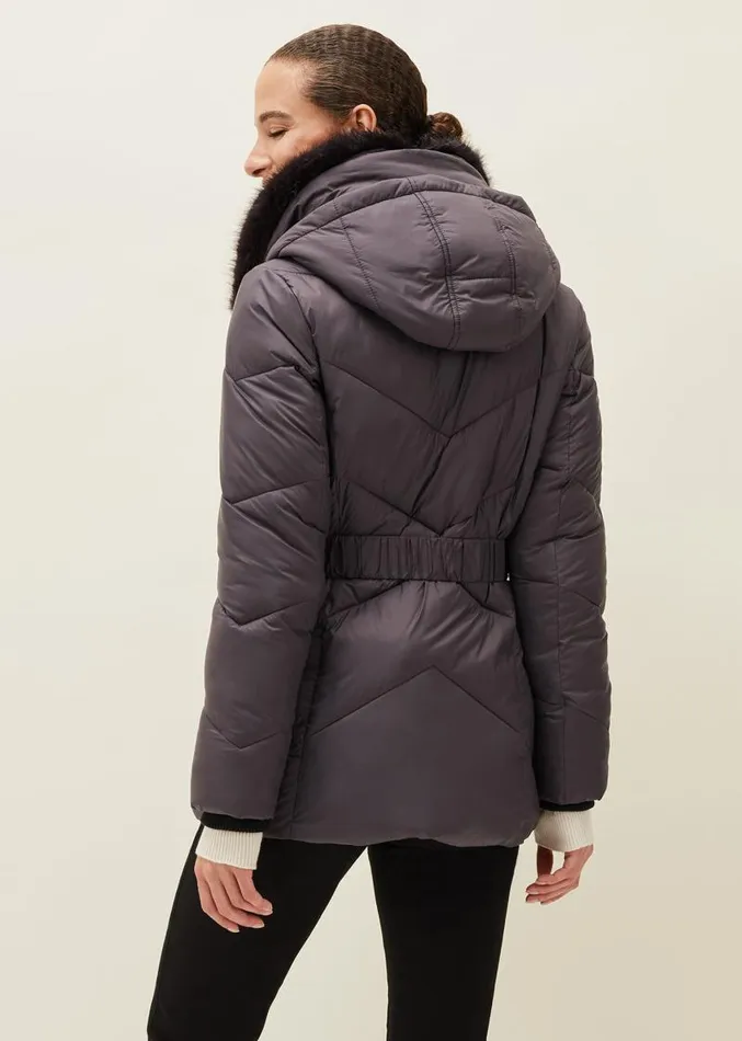 Krissy Short High Shine Puffer Coat Pewter Women Phase Eight Coats