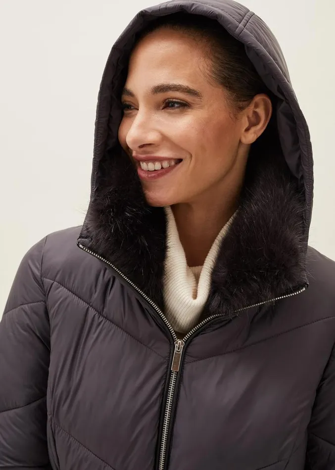 Krissy Short High Shine Puffer Coat Pewter Women Phase Eight Coats