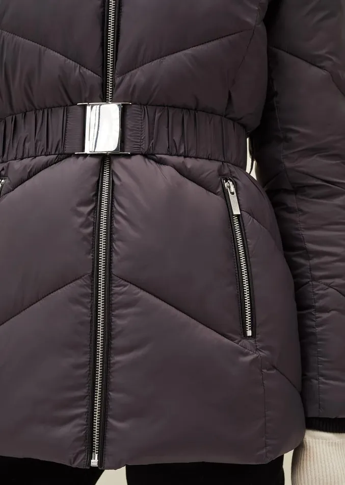 Krissy Short High Shine Puffer Coat Pewter Women Phase Eight Coats