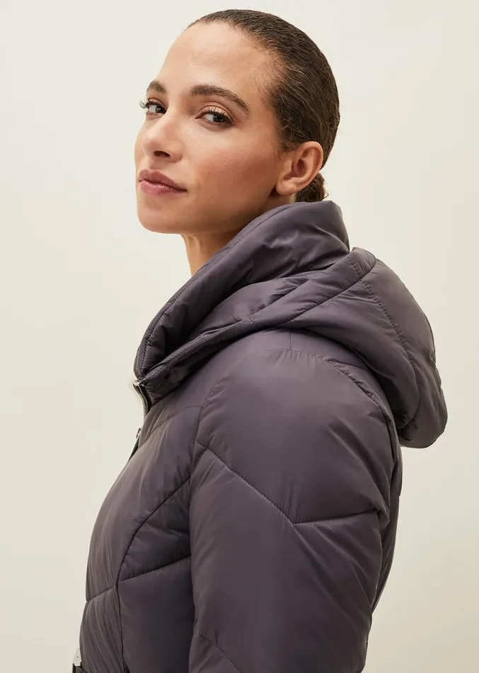 Krissy Short High Shine Puffer Coat Pewter Women Phase Eight Coats