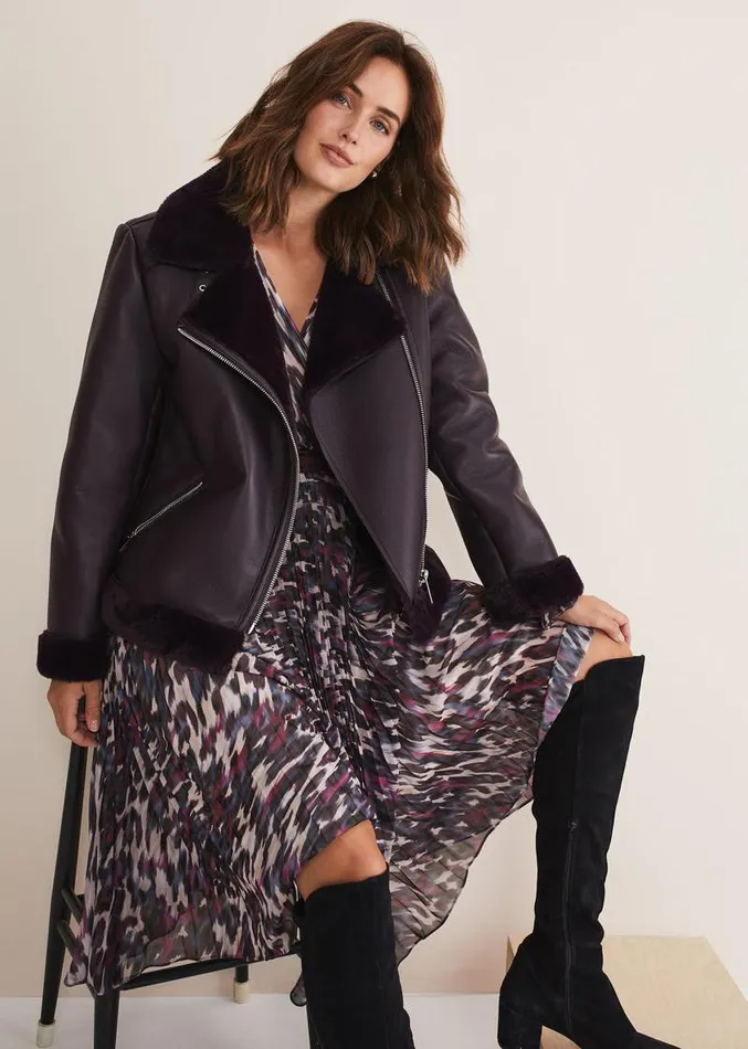 Kya Aviator Jacket Dark Berry Women Phase Eight Coats