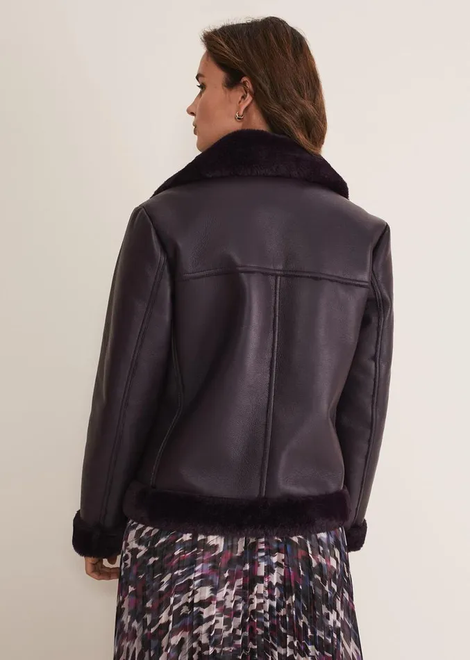 Kya Aviator Jacket Dark Berry Women Phase Eight Coats
