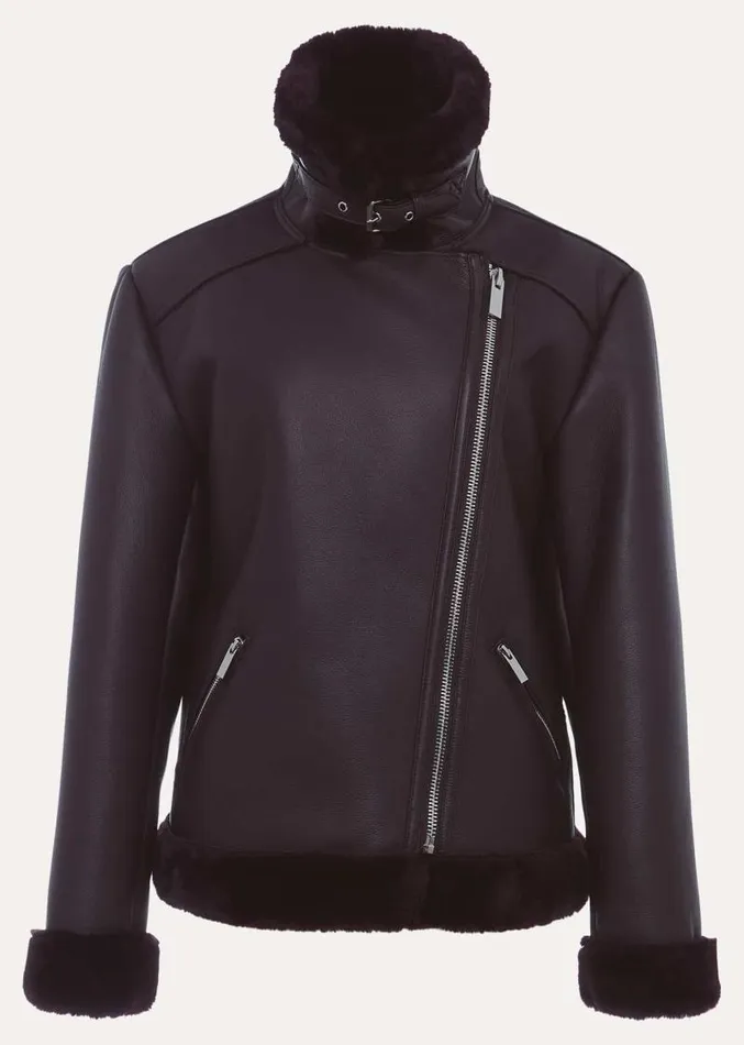 Kya Aviator Jacket Dark Berry Women Phase Eight Coats