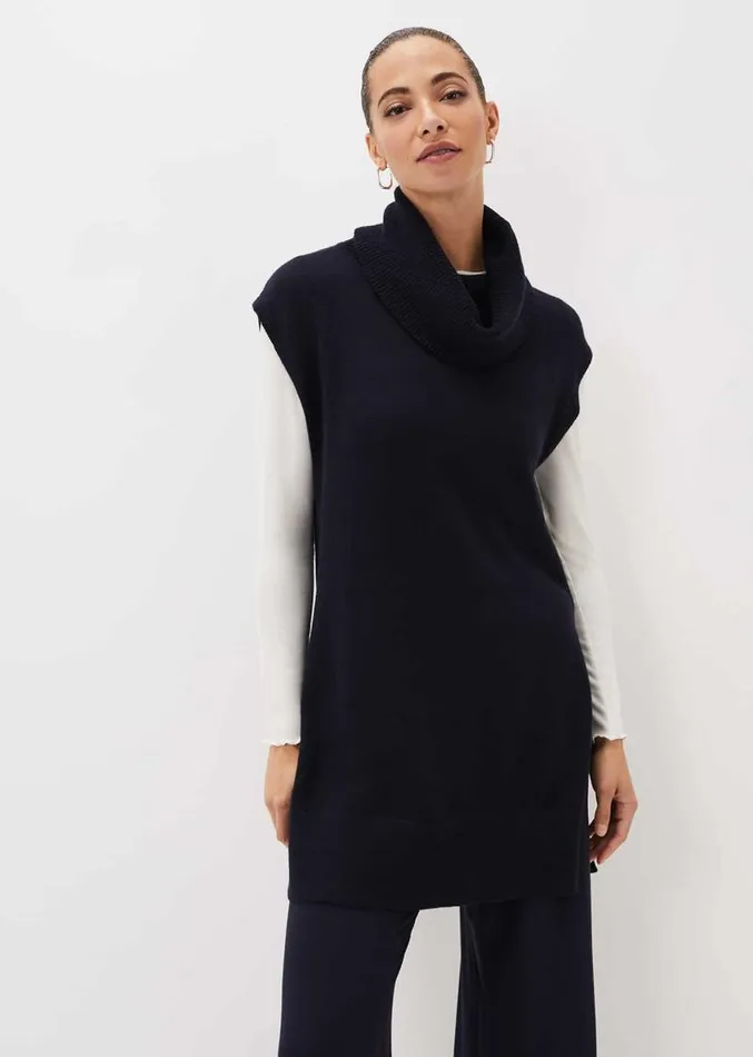 Kysa Knitted Sleeveless Tunic Navy Women Phase Eight Knitwear
