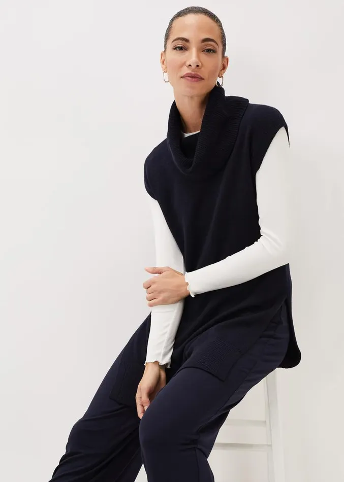 Kysa Knitted Sleeveless Tunic Navy Women Phase Eight Knitwear