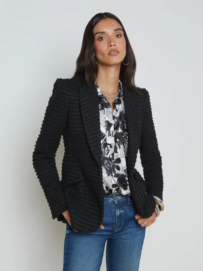 L039Agence Blazers and Jackets Women Chamberlain Tweed Blazer Black