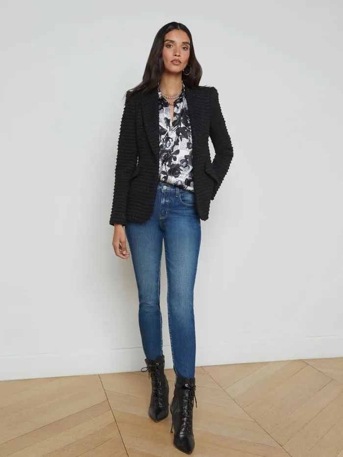 L039Agence Blazers and Jackets Women Chamberlain Tweed Blazer Black