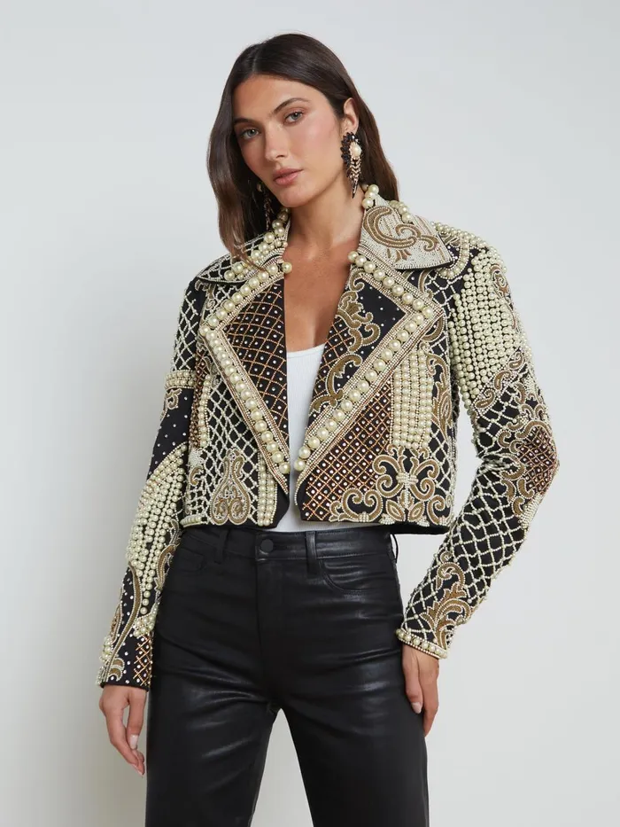 L039Agence Blazers and Jackets Women Kya Embellished Jacket Blacksilver