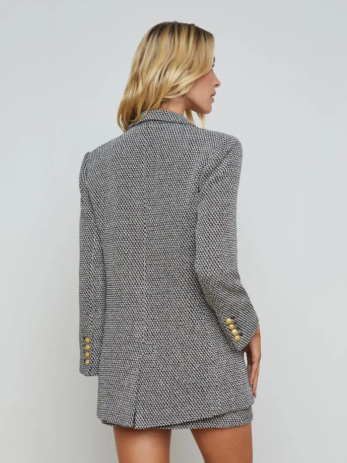 L039Agence Blazers and Jackets Women Riva Oversized Knit Blazer Blackivorygold L039Agence Blazers and Jackets Women Riva Oversized Knit Blazer Blackivorygold