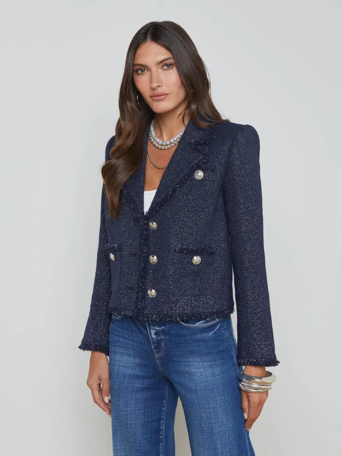 L039Agence Blazers and Jackets Women Sylvia Collared Jacket Midnight