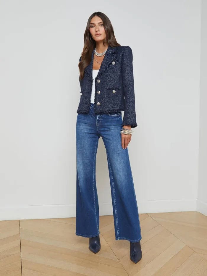L039Agence Blazers and Jackets Women Sylvia Collared Jacket Midnight L039Agence Blazers and Jackets Women Sylvia Collared Jacket Midnight