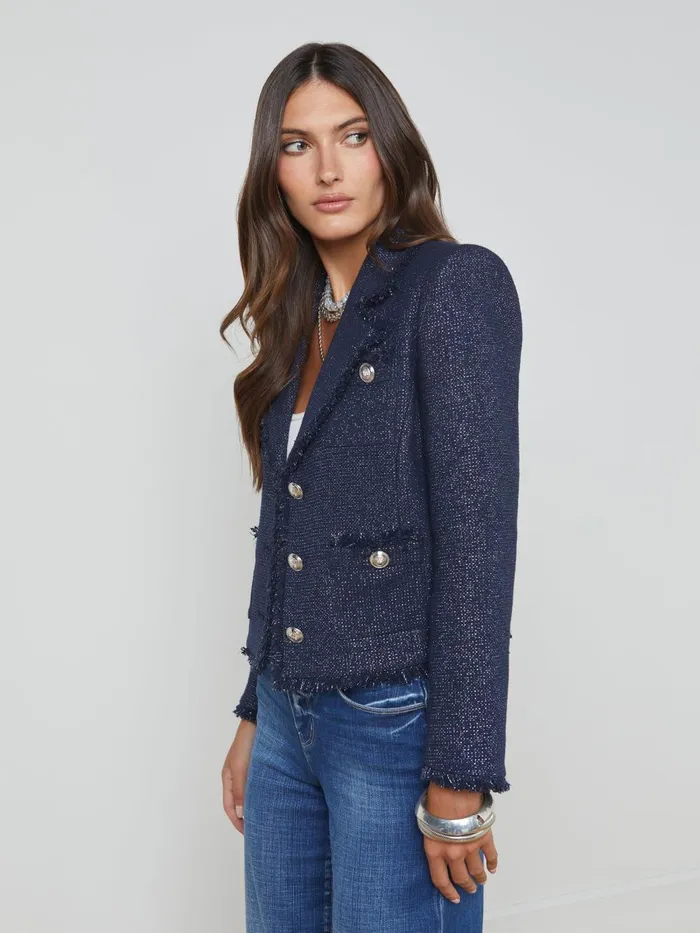 L039Agence Blazers and Jackets Women Sylvia Collared Jacket Midnight L039Agence Blazers and Jackets Women Sylvia Collared Jacket Midnight