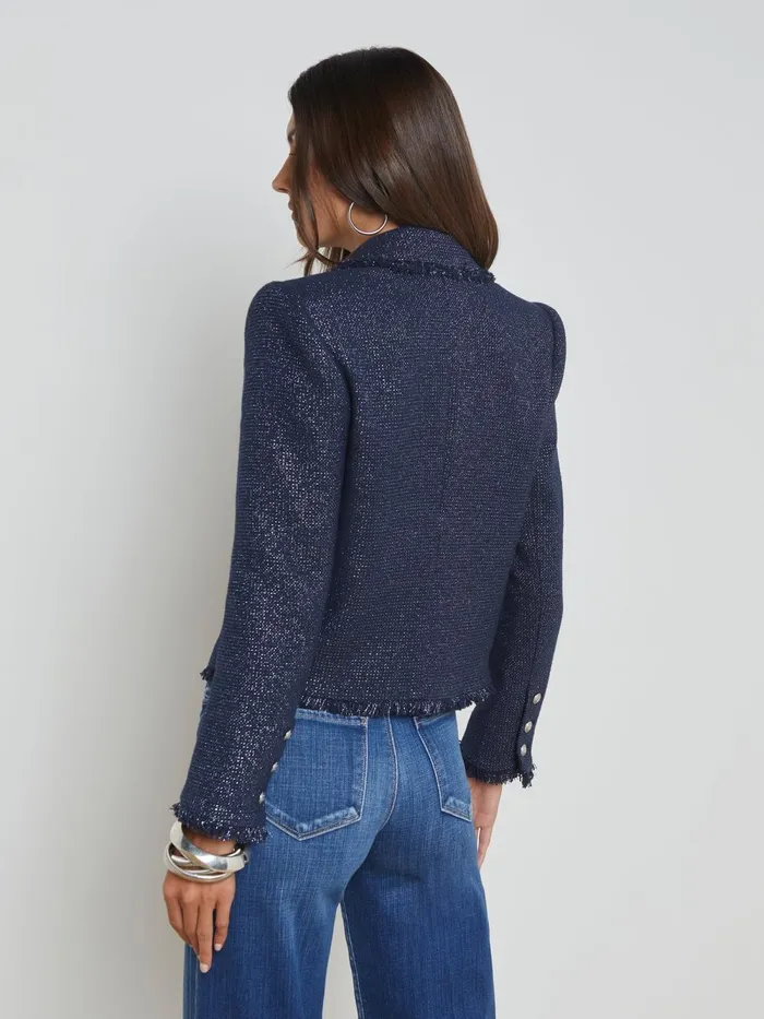 L039Agence Blazers and Jackets Women Sylvia Collared Jacket Midnight L039Agence Blazers and Jackets Women Sylvia Collared Jacket Midnight