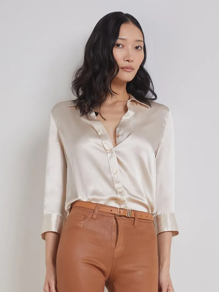 L039Agence Blouses and Tops Women Dani Silk Blouse Champagne