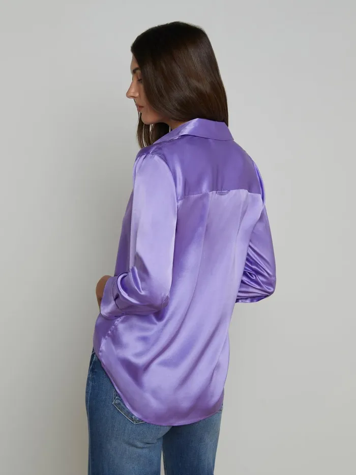 L039Agence Blouses and Tops Women Dani Silk Blouse Electric Purple L039Agence Blouses and Tops Women Dani Silk Blouse Electric Purple