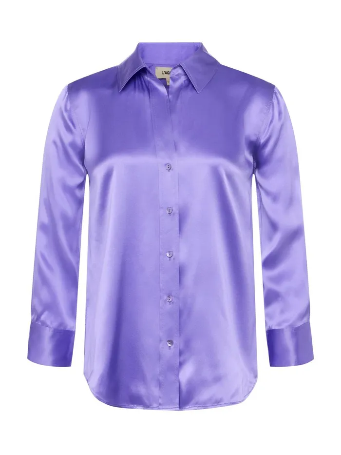 L039Agence Blouses and Tops Women Dani Silk Blouse Electric Purple L039Agence Blouses and Tops Women Dani Silk Blouse Electric Purple