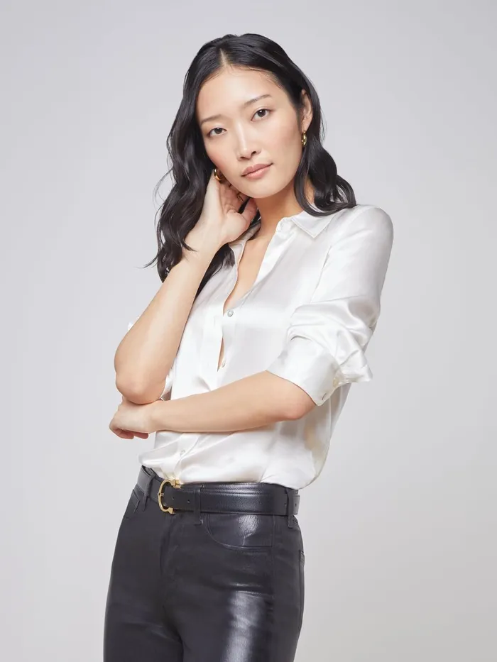 L039Agence Blouses and Tops Women Dani Silk Blouse Ivory