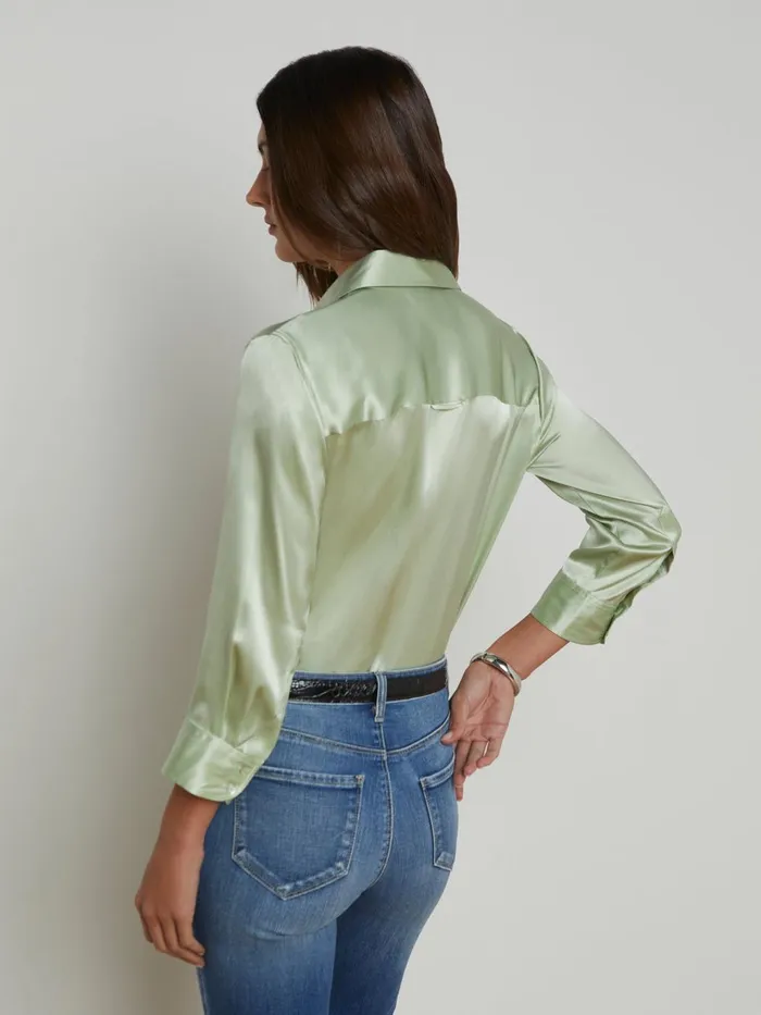 L039Agence Blouses and Tops Women Dani Silk Blouse Laurel Green L039Agence Blouses and Tops Women Dani Silk Blouse Laurel Green