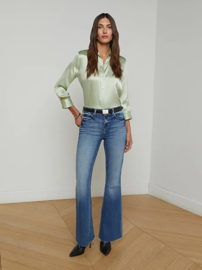 L039Agence Blouses and Tops Women Dani Silk Blouse Laurel Green L039Agence Blouses and Tops Women Dani Silk Blouse Laurel Green