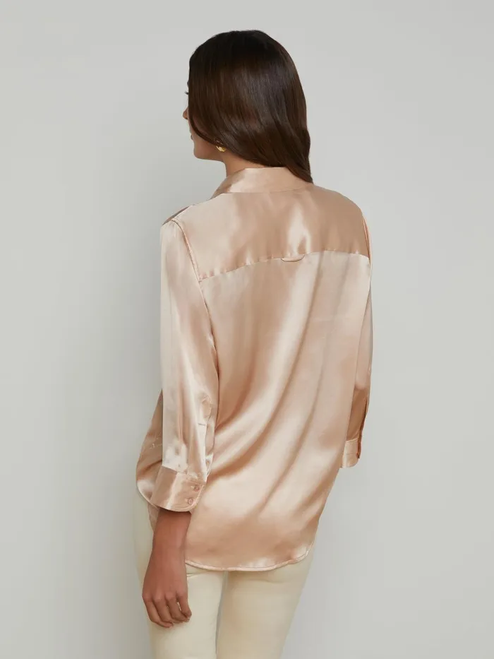 L039Agence Blouses and Tops Women Dani Silk Blouse Petal L039Agence Blouses and Tops Women Dani Silk Blouse Petal