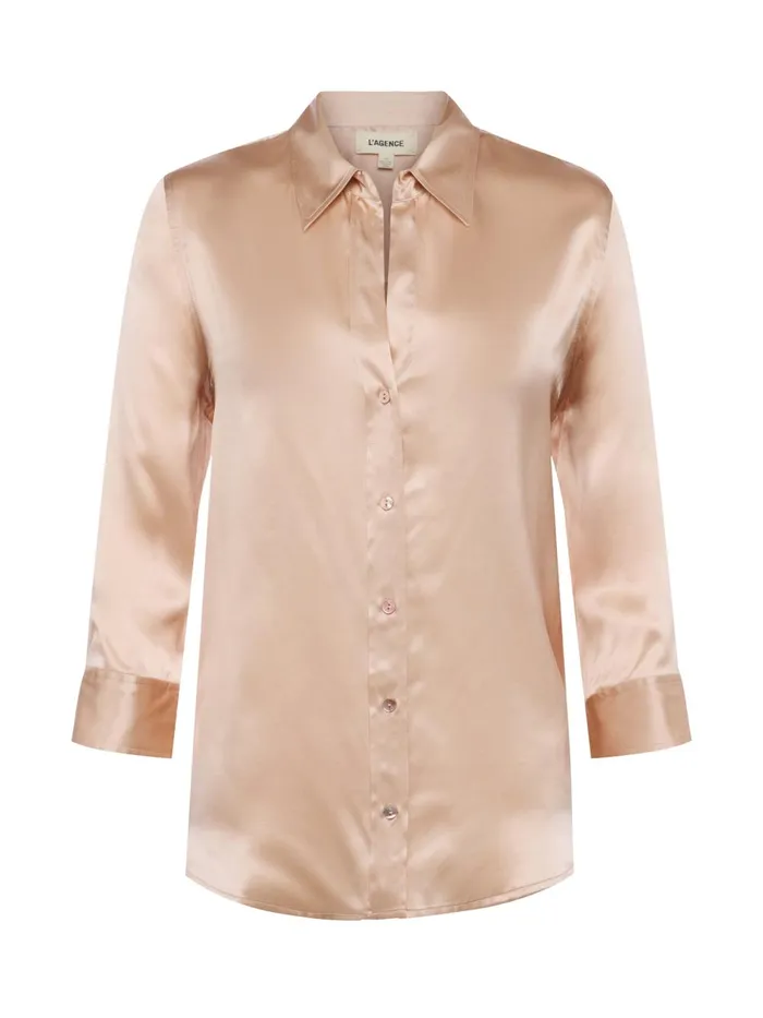 L039Agence Blouses and Tops Women Dani Silk Blouse Petal L039Agence Blouses and Tops Women Dani Silk Blouse Petal