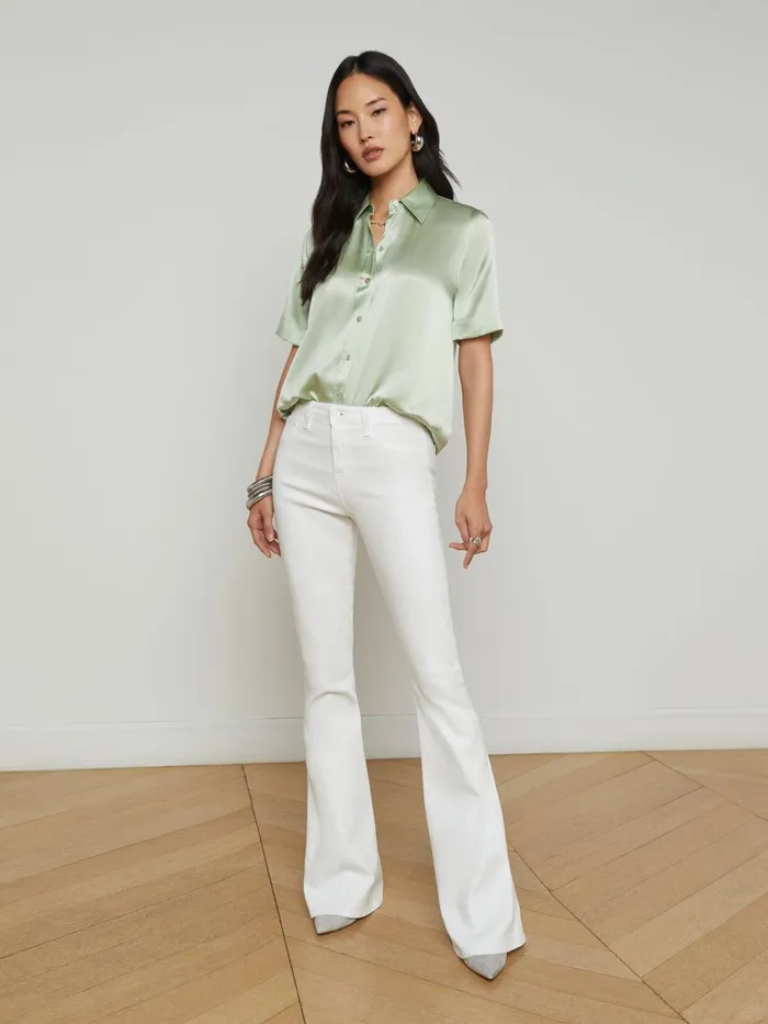 L039Agence Blouses and Tops Women Ellah Silk Blouse Laurel Green L039Agence Blouses and Tops Women Ellah Silk Blouse Laurel Green